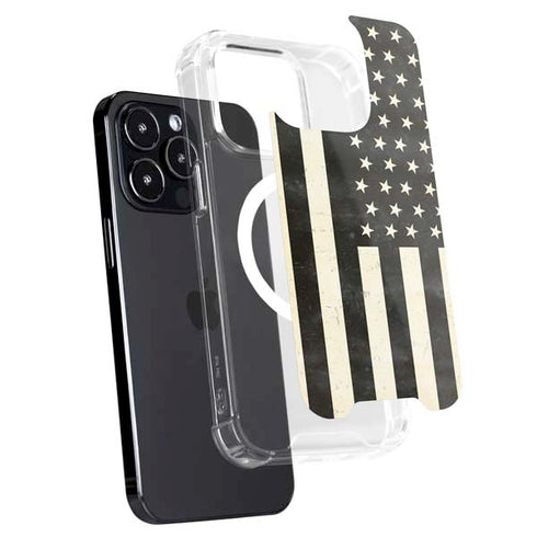 Black & White USA Flag iPhone 16 Pro MagSafe Case